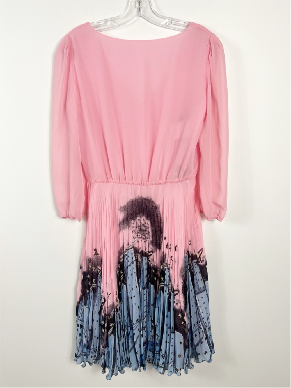 Boutique Moschino Cityscape Pleated Mini Dress Size 4 NWT Bubblegum Pink